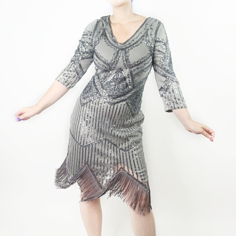 Unique Vintage 1920's Style Beaded Flapper Dress